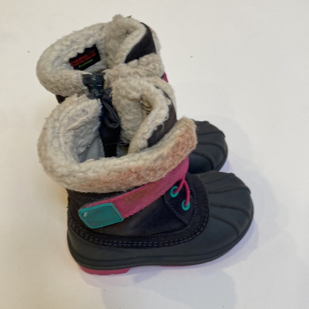 Cat & Jack Winter Waterproof Boots Zipper Dark Gray & Pink Sz 7 Toddler Girls - Picture 3 of 10
